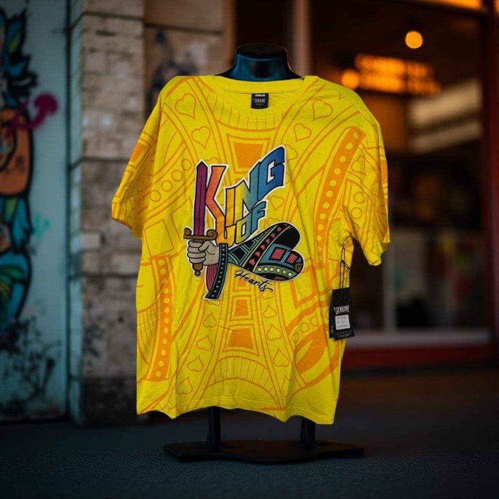 King of Hearts Yellow Graphic T-Shirt XL NWT Playing Card Graphic Tee